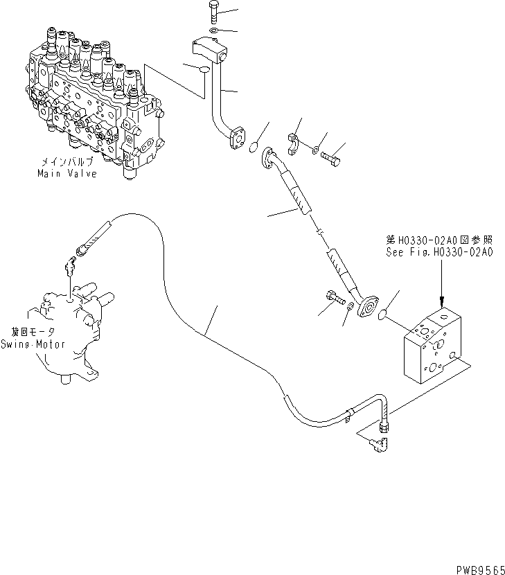 Komatsu parts book diagram for PC290LC-6K S/N K30001-UP: RETURN LINE (HOSE)