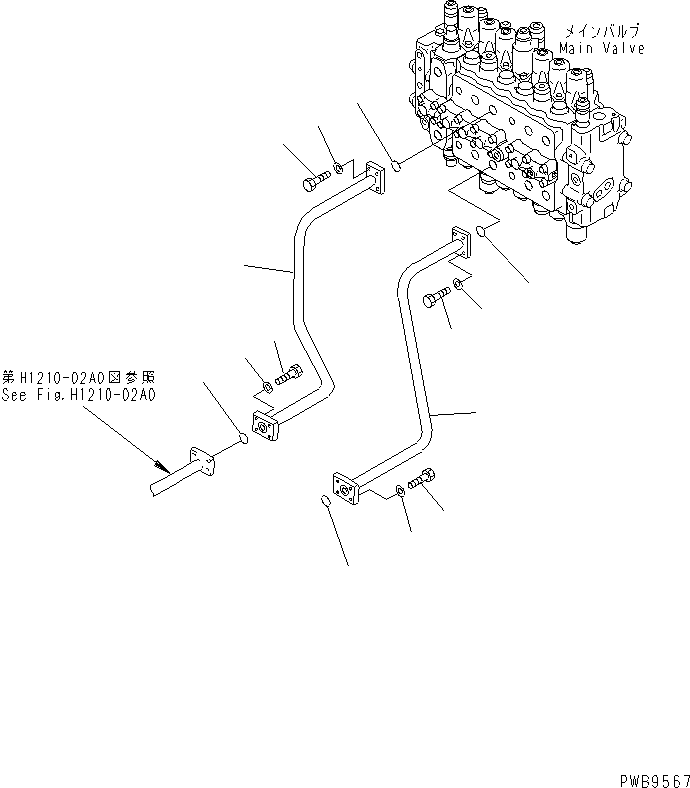 Komatsu parts book diagram for PC290LC-6K S/N K30001-UP: BOOM LINE (VALVE BOOM LINE) (WITH DRIFT PRIVENTIVE)
