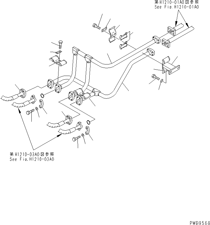 Komatsu parts book diagram for PC290LC-6K S/N K30001-UP: BOOM LINE (VALVE BOOM LINE) (WITH DRIFT PRIVENTIVE)