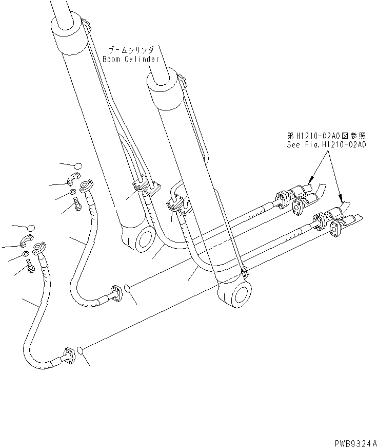 Komatsu parts book diagram for PC290LC-6K S/N K30001-UP: BOOM LINE (VALVE BOOM HOSE)