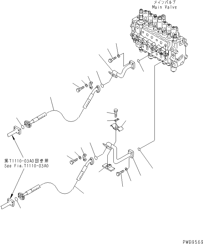 Komatsu parts book diagram for PC290LC-6K S/N K30001-UP: ARM AND BUCKET LINE (VALVE ARM LINE)