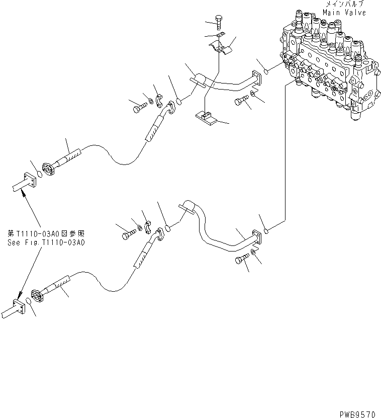 Komatsu parts book diagram for PC290LC-6K S/N K30001-UP: ARM AND BUCKET LINE (VALVE BUCKET LINE)