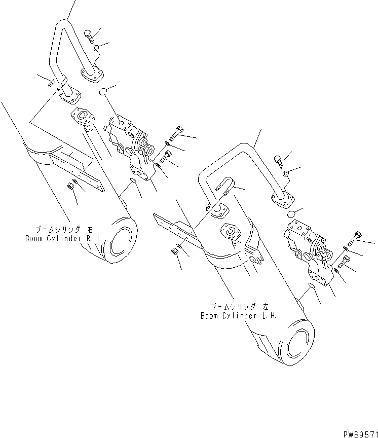 Komatsu parts book diagram for PC290LC-6K S/N K30001-UP: DRIFT PRIVENTIVE (BOOM) (1/2)