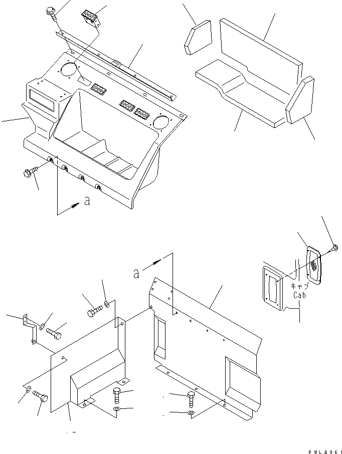 Komatsu parts book diagram for PC290LC-6K S/N K30001-UP: SEAT REAR COVER (WITH AIR CONDITIONER)(#K34001-)