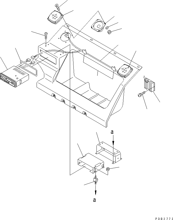 Komatsu parts book diagram for PC290LC-6K S/N K30001-UP: SEAT REAR COVER (WITH RADIO)