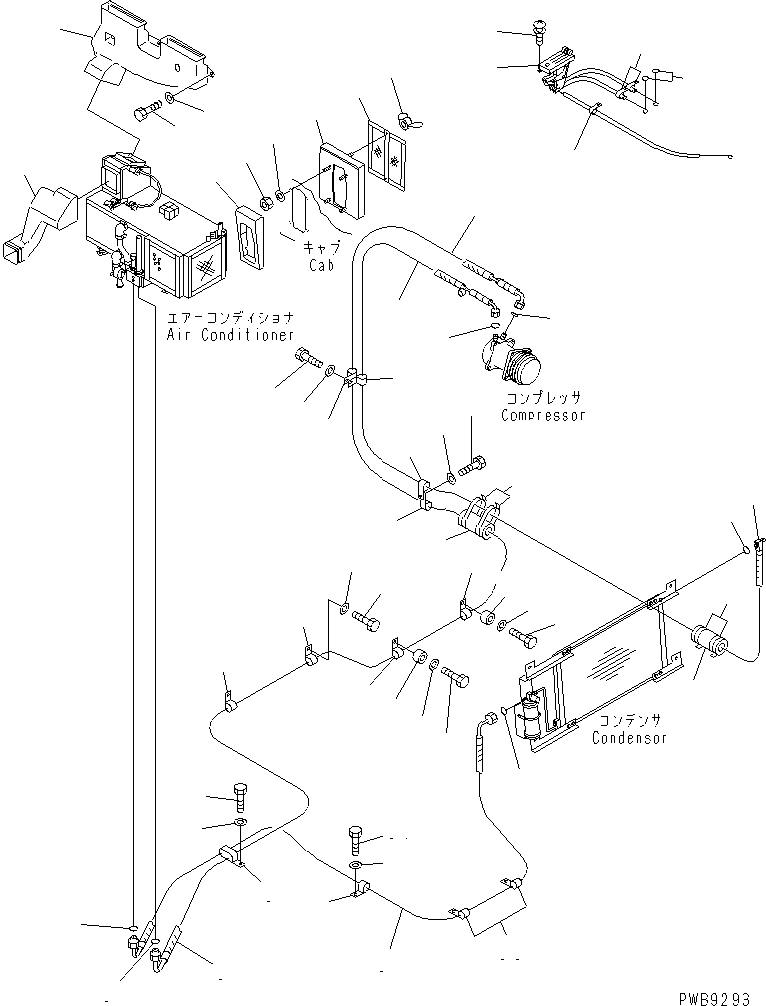 Komatsu parts book diagram for PC290LC-6K S/N K30001-UP: AIR CONDITIONER (COOLING LINE)(#K30001-K30162)