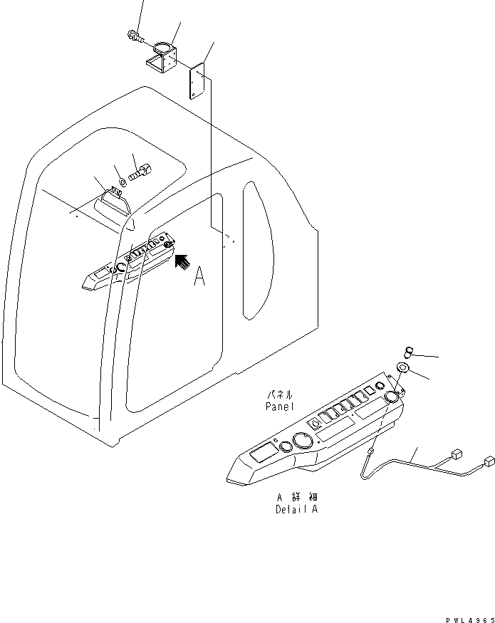 Komatsu parts book diagram for PC290LC-6K S/N K30001-UP: CAB ACCESSORY (SUN VISOR ? POWER SUPPLY AND CUP HOLDER)(#K34001-)