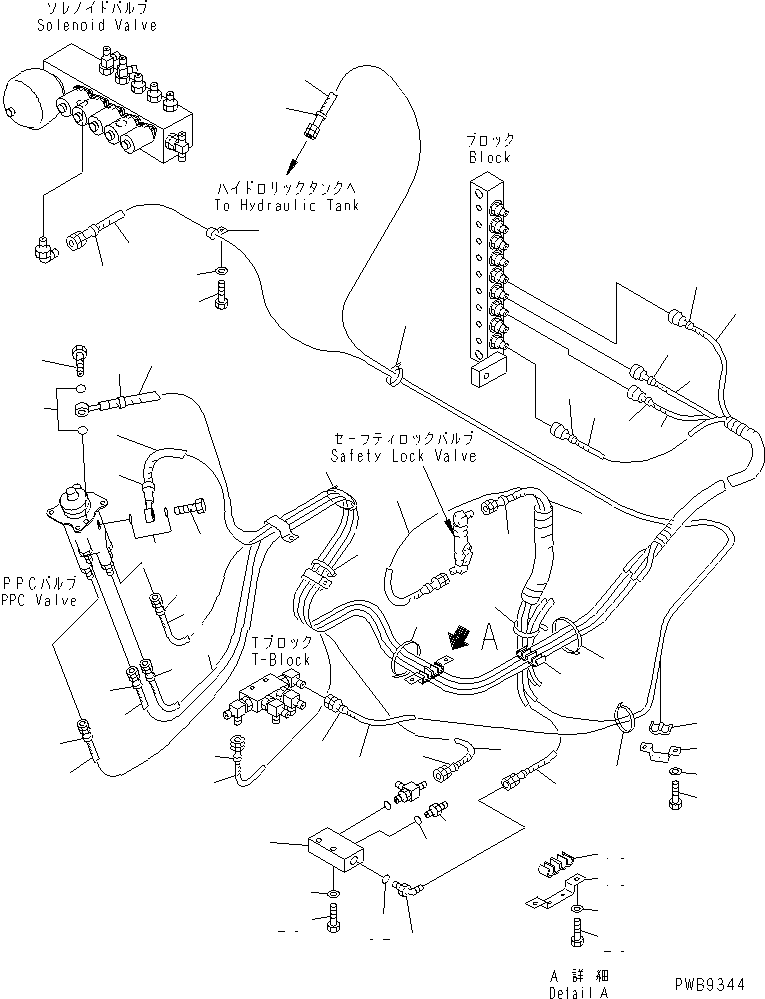 Komatsu parts book diagram for PC290LC-6K S/N K30001-UP: PPC WORK LINE (RIGHT STAND HOSE)