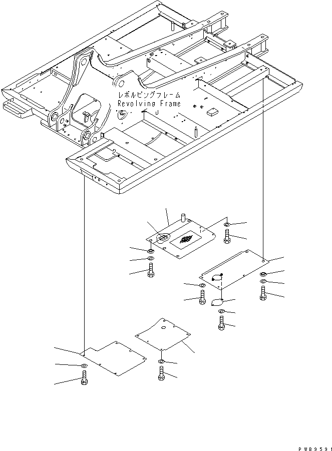 Komatsu parts book diagram for PC290LC-6K S/N K30001-UP: UNDER COVER (REVOLVING FRAME)