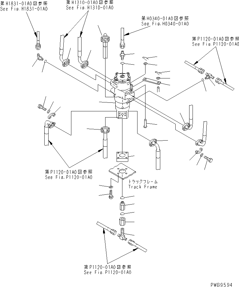 Komatsu parts book diagram for PC290LC-6K S/N K30001-UP: SWIVEL JOINT (CONNECTING PARTS) (TRAVEL SPEED 3RD)