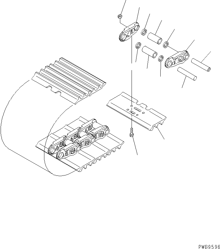 Komatsu parts book diagram for PC290LC-6K S/N K30001-UP: TRACK SHOE (TRIPLE GROUSER WITH HOLE) (700MM WIDE)