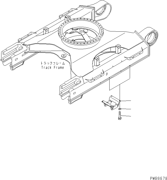 Komatsu parts book diagram for PC290LC-6K S/N K30001-UP: TRACK ROLLER GUARD (CENTER)
