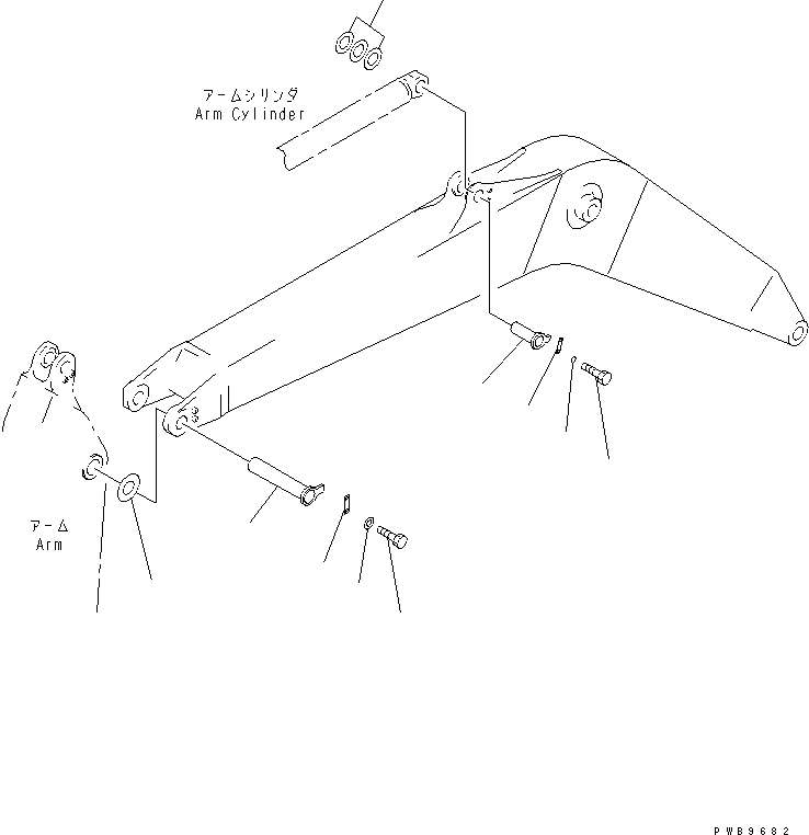 Komatsu parts book diagram for PC290LC-6K S/N K30001-UP: BOOM (TOP PIN AND BOTTOM PIN)
