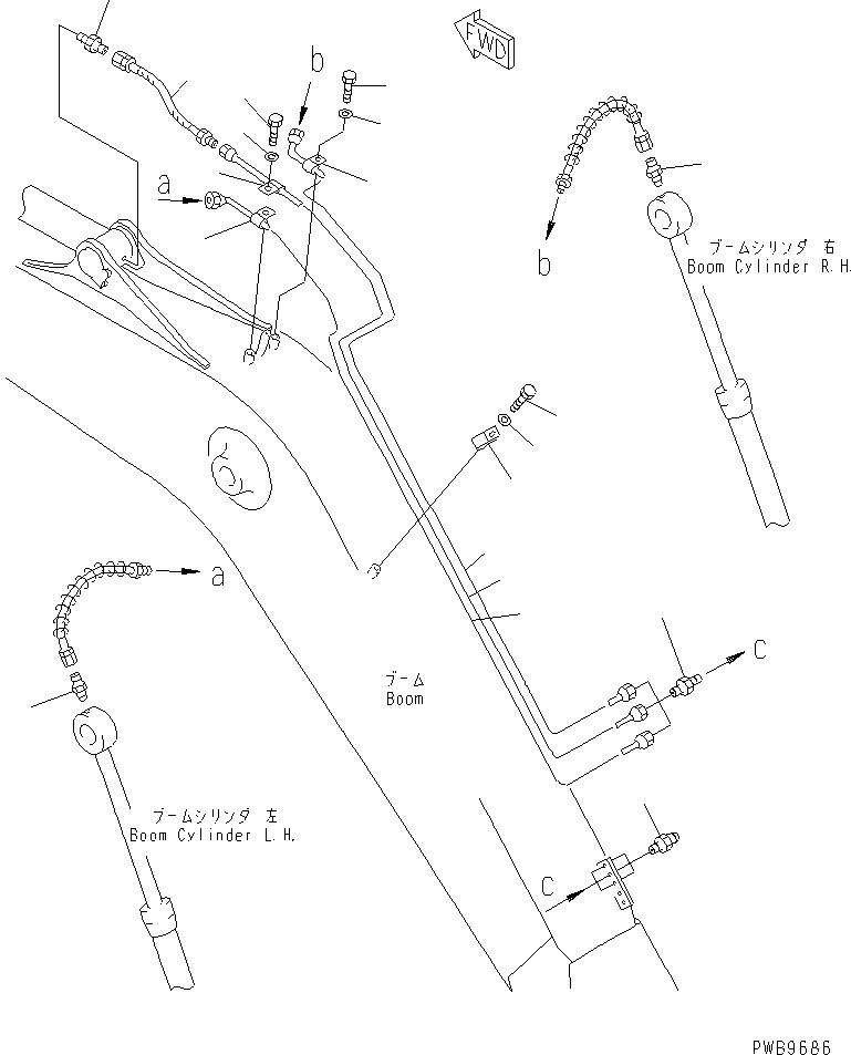 Komatsu parts book diagram for PC290LC-6K S/N K30001-UP: BOOM (LUBRICATING LINE)