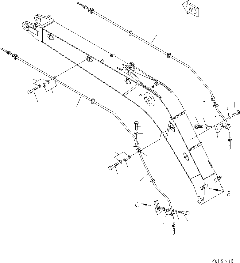 Komatsu parts book diagram for PC290LC-6K S/N K30001-UP: BOOM (ADDITIONAL LINE) (WITH 1-ATTACHMENT LINE)
