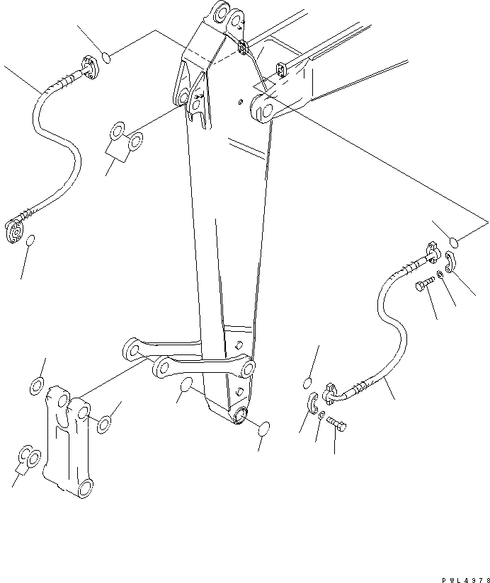 Komatsu parts book diagram for PC290LC-6K S/N K30001-UP: ARM (2.0M ?2.5M ?3.0M) (BUCKET CYLINDER HOSE AND SPACER)