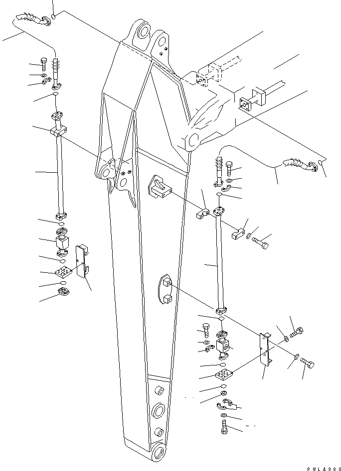 Komatsu parts book diagram for PC290LC-6K S/N K30001-UP: ARM (3.5M) (ADDITIONAL PIPING) (1-ATTACHMENT LINE)(#K34001-)