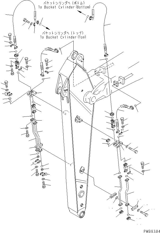 Komatsu parts book diagram for PC290LC-6K S/N K30001-UP: ARM (2.5M) (ADDITIONAL PIPING) (CLAMSHELL LINE)(#K30001-K34000)