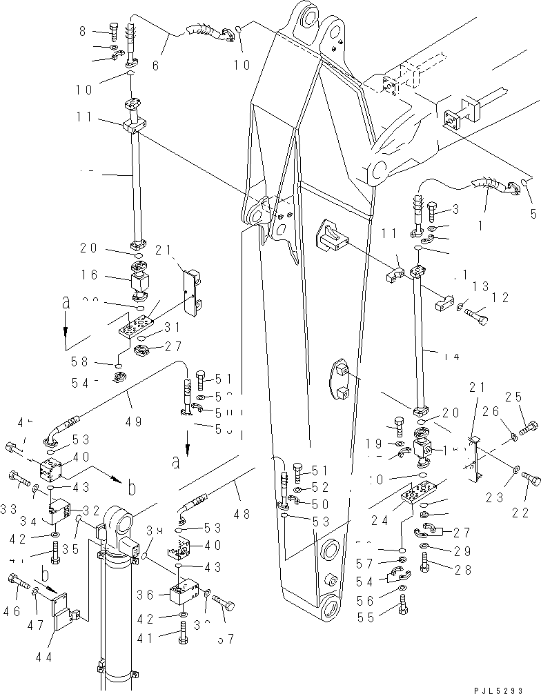 Komatsu parts book diagram for PC290LC-6K S/N K30001-UP: ARM (2.5M) (ADDITIONAL PIPING) (CLAMSHELL LINE)(#K34001-)