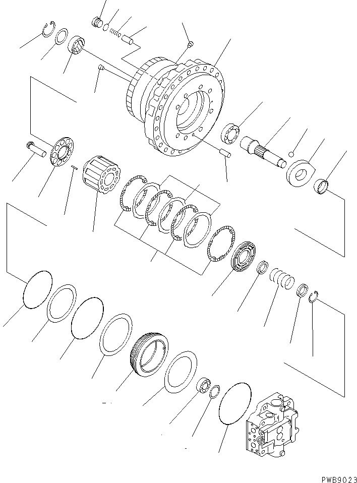 Komatsu parts book diagram for PC290LC-6K S/N K30001-UP: TRAVEL MOTOR (1/3)