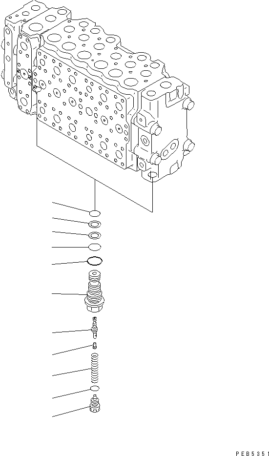 Komatsu parts book diagram for PC290LC-6K S/N K30001-UP: MAIN VALVE (1-ACTUATOR) (5/14)