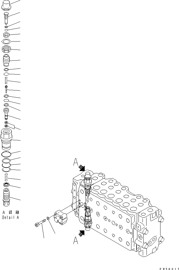 Komatsu parts book diagram for PC290LC-6K S/N K30001-UP: MAIN VALVE (1-ACTUATOR) (13/14)