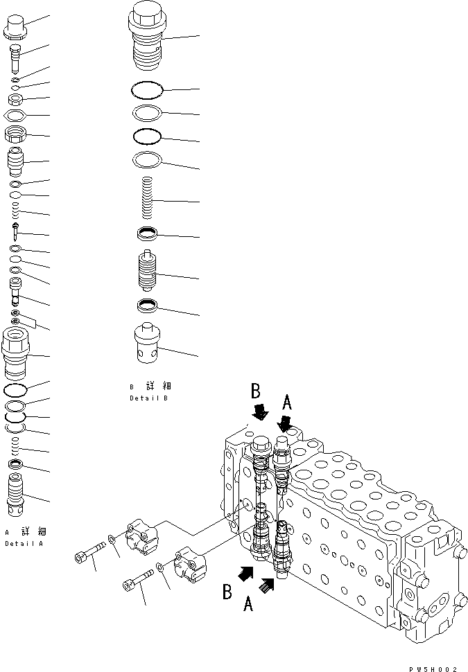 Komatsu parts book diagram for PC290LC-6K S/N K30001-UP: MAIN VALVE (2-ACTUATOR) (13/14)