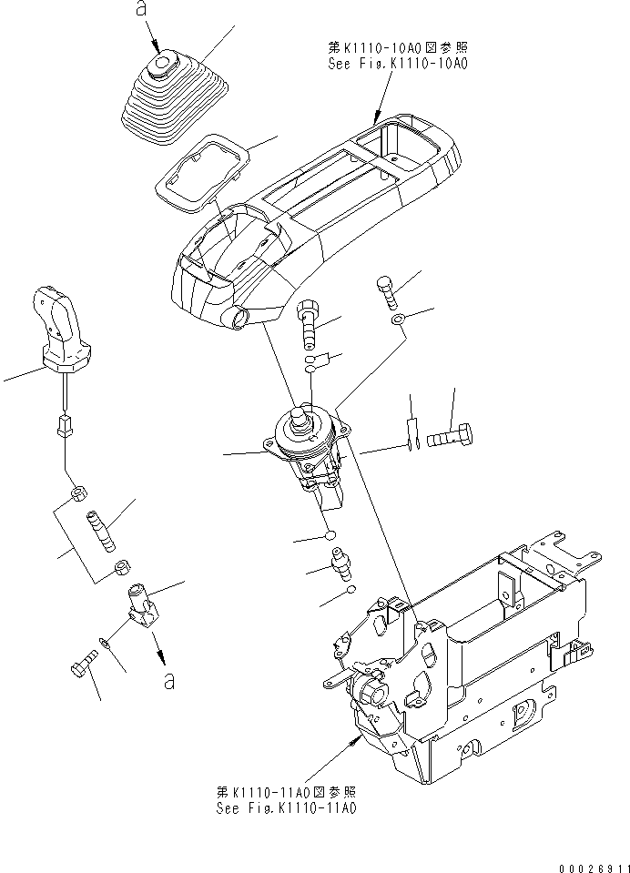 Excavators Komatsu / PC290LC-7K S/N K40001-UP(pc290lcu) / FLOOR FRAME (LEVER AND VALVE) (L.H.)(#K40001-K40391)(210450 : K1110-09A0)