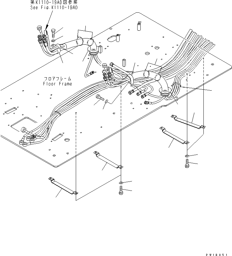 Excavators Komatsu / PC290LC-7K S/N K40001-UP(pc290lcu) / FLOOR FRAME (PPC LINE CLAMP)(#K40001-K40391)(210560 : K1110-20A0)