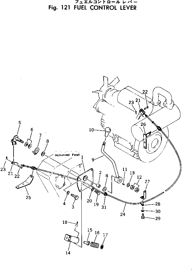 Komatsu parts book diagram for PC30-1 S/N 1001-UP: FUEL CONTROL LEVER