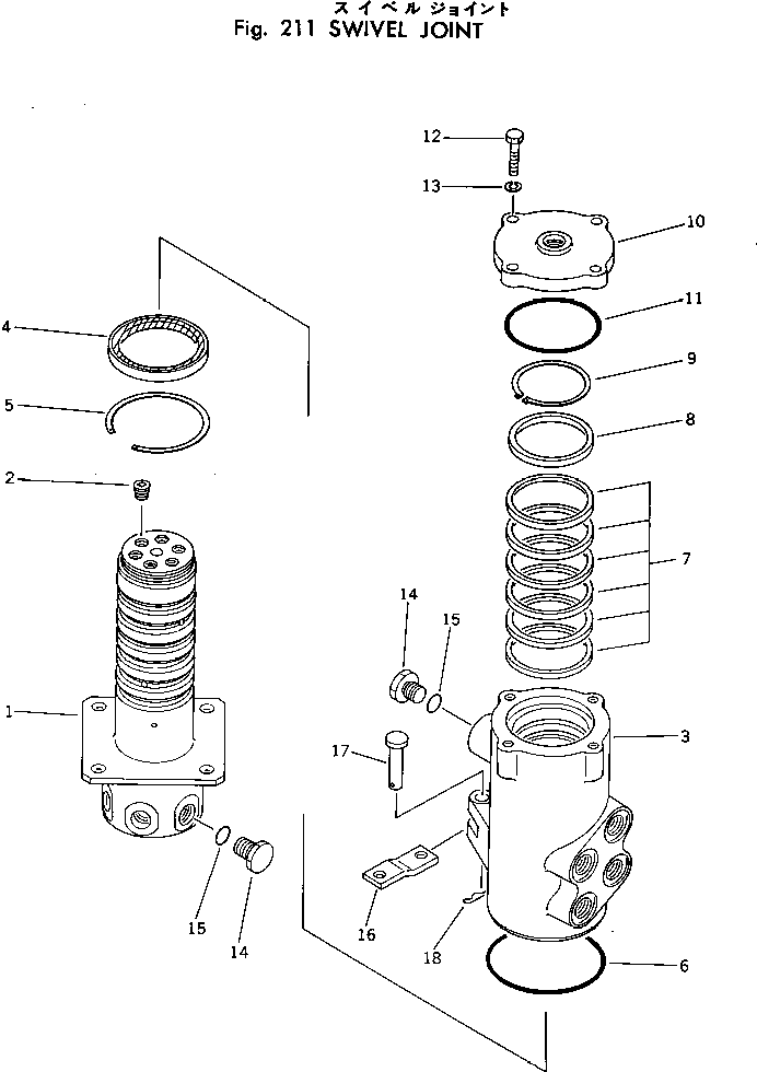 Komatsu parts book diagram for PC30-1 S/N 1001-UP: SWIVEL JOINT