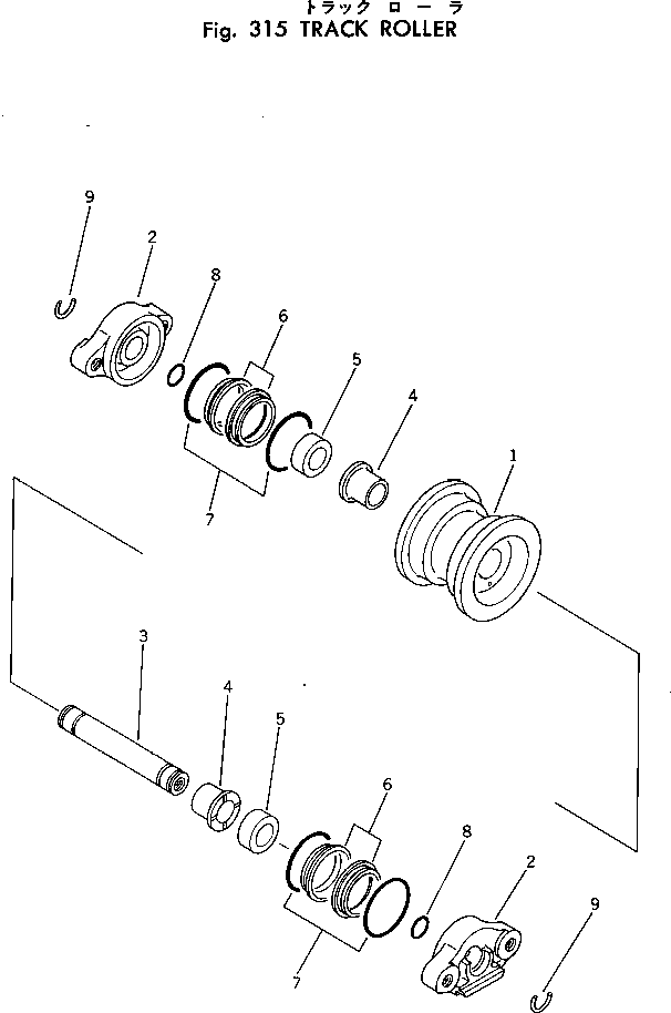 Komatsu parts book diagram for PC30-1 S/N 1001-UP: TRACK ROLLER