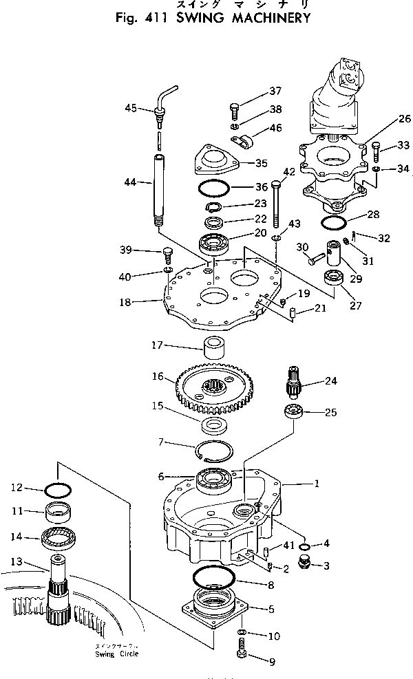 Komatsu parts book diagram for PC30-1 S/N 1001-UP: SWING MACHINERY
