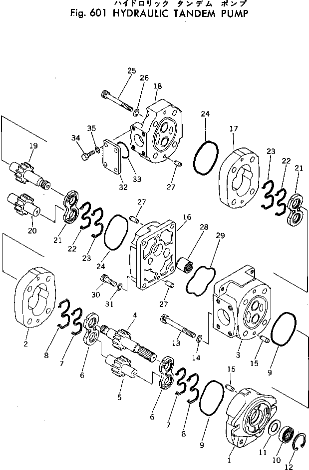 Komatsu parts book diagram for PC30-1 S/N 1001-UP: HYDRAULIC TANDEM PUMP
