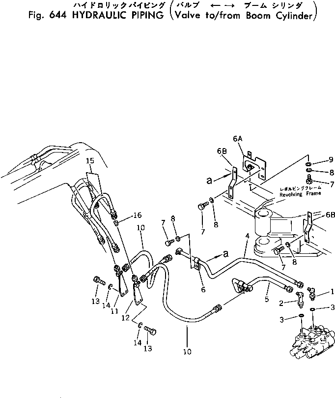Excavators Komatsu / PC30-1 S/N 1001-UP(pc30-1c) / HYDRAULIC PIPING (VALVE TO/FROM BOOM CYLINDER)(180190 : 644)