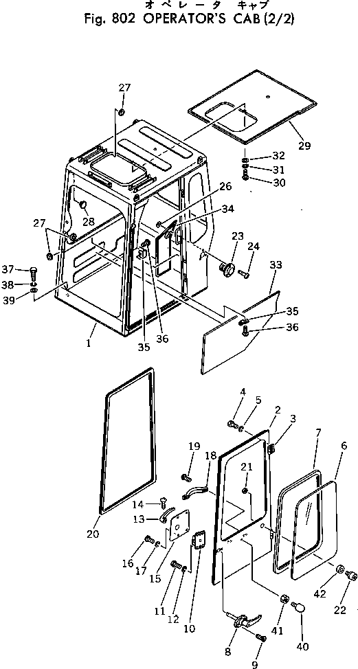 Komatsu parts book diagram for PC30-1 S/N 1001-UP: OPERATOR'S CAB (2/2)
