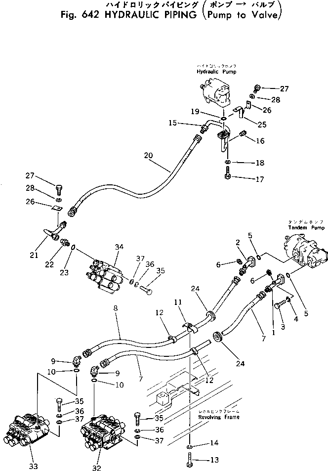 Excavators Komatsu / PC30-1 S/N 1001-UP(pc30-1r) / HYDRAULIC PIPING (PUMP TO VALVE)(180170 : 642)