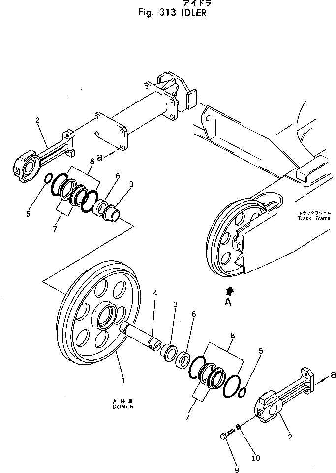 Komatsu parts book diagram for PC30-3 S/N 2601-UP: IDLER