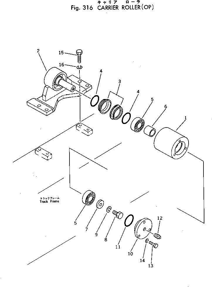 Komatsu parts book diagram for PC30-3 S/N 2601-UP: CARRIER ROLLER