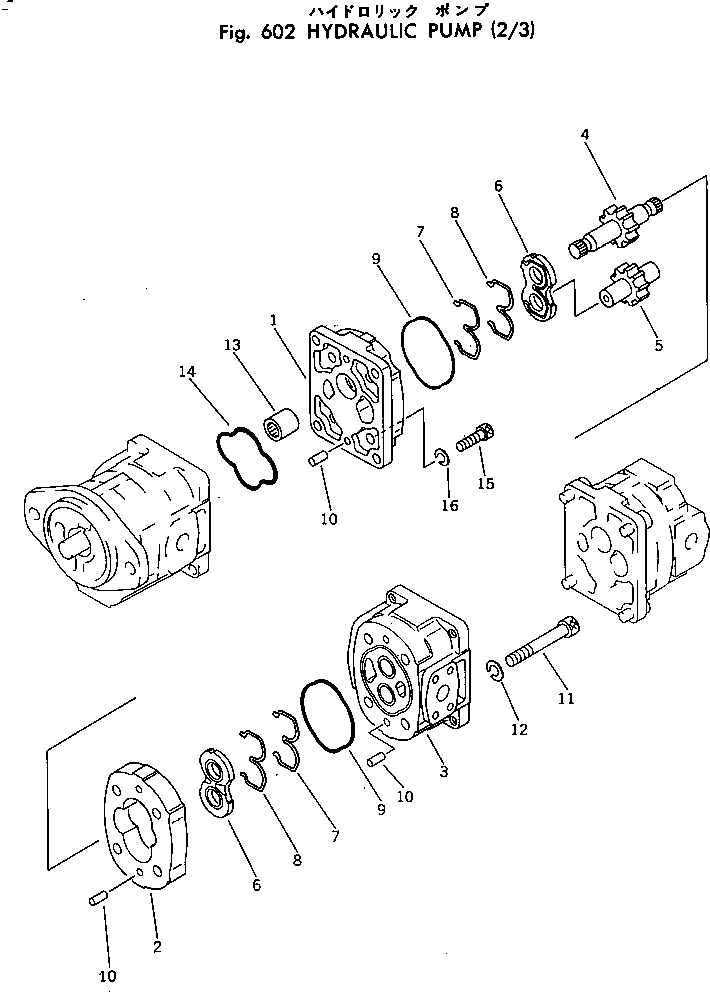 Komatsu parts book diagram for PC30-3 S/N 2601-UP: HYDRAULIC PUMP (2/3)