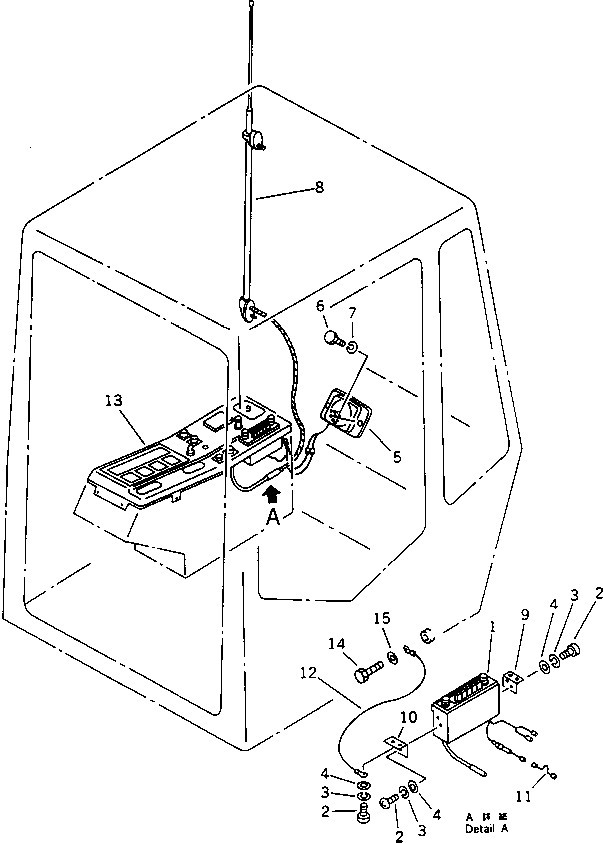 Komatsu parts book diagram for PC30-6 S/N 10001-UP: CAR RADIO