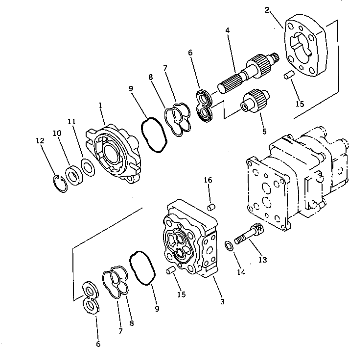 Komatsu parts book diagram for PC30-6 S/N 10001-UP: HYDRAULIC PUMP (1/3) (FOR JAPAN)