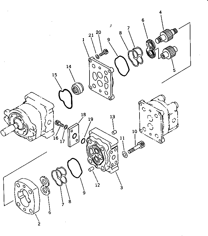 Komatsu parts book diagram for PC30-6 S/N 10001-UP: HYDRAULIC PUMP (2/3) (FOR JAPAN)