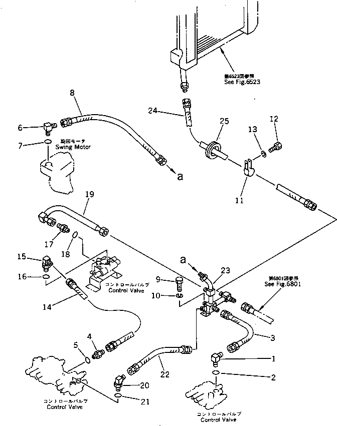 Komatsu parts book diagram for PC30-6 S/N 10001-UP: HYDRAULIC PIPING (RETURN) (FOR BREAKER)