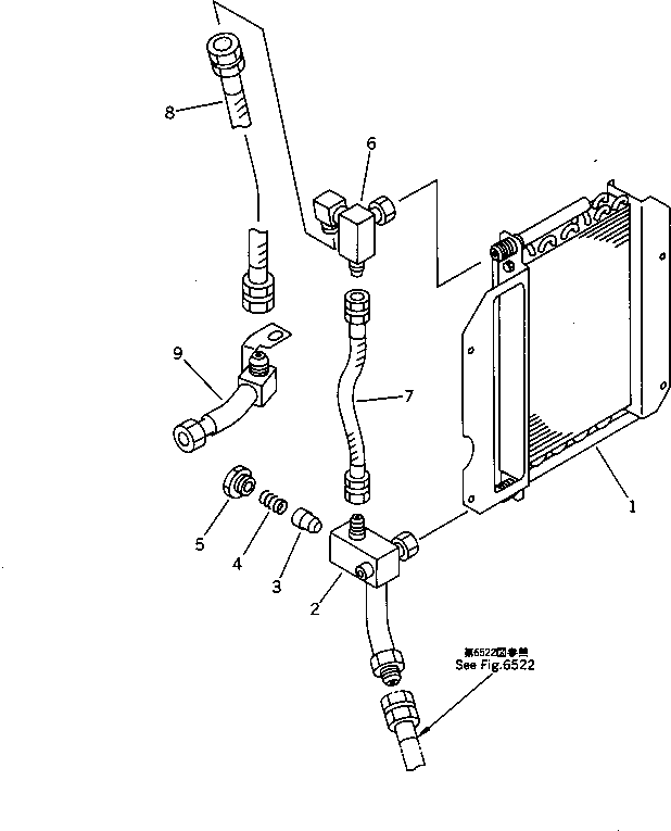 Komatsu parts book diagram for PC30-6 S/N 10001-UP: HYDRANLIC PIPING (OIL COOLER) (FOR BREAKER)