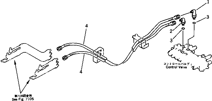 Komatsu parts book diagram for PC30-6 S/N 10001-UP: HYDRAULIC PIPING (BUCKET CYLINDER LINE) (CHASSIS SIDE)