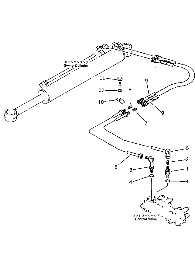 Komatsu parts book diagram for PC30-6 S/N 10001-UP: HYDRAULIC PIPING (SWING CYLINDER LINE)