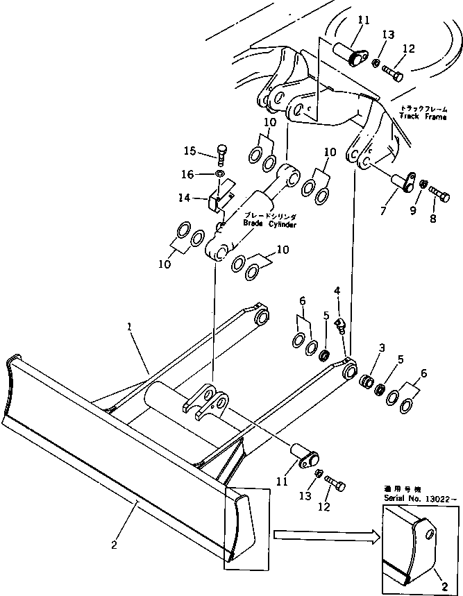 Komatsu parts book diagram for PC30-6 S/N 10001-UP: BLADE