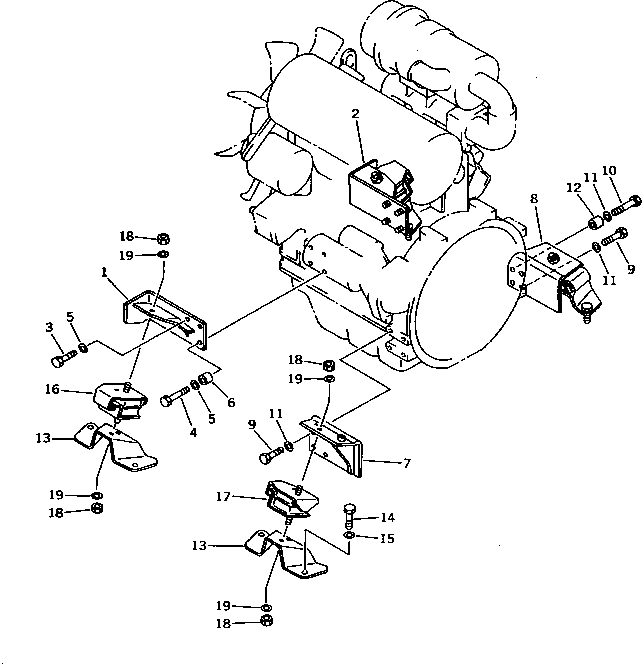Excavators Komatsu / PC30-7 S/N 18001-UP(pc30-7r) / ENGINE MOUNTING PARTS(030010 : B0100-01A0)