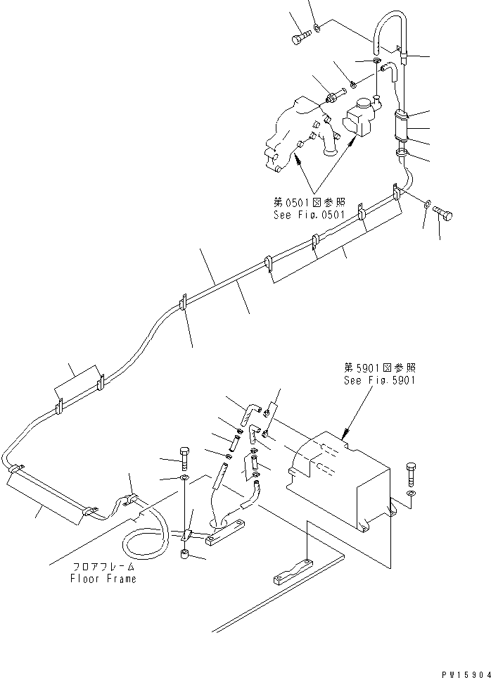 Excavators Komatsu / PC300 S/N 20001-UP (Mighty Spec)(pc300-0c) / AIR CONDITIONER PIPING (HEATING)(#20001-22629)(150740 : 5919)